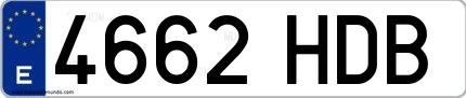 Ejemplo de matrícula española 4662 HDB