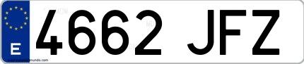Ejemplo de matrícula española 4662 JFZ