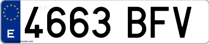 Ejemplo de matrícula de coche ordinaria 4663 BFV