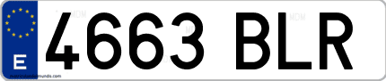 Ejemplo de matrícula de coche ordinaria 4663 BLR