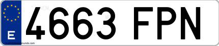 Ejemplo de matrícula española 4663 FPN