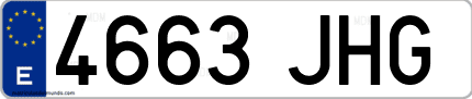 Ejemplo de matrícula de coche ordinaria 4663 JHG