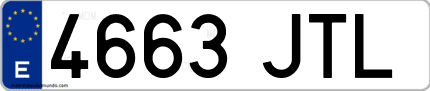 Ejemplo de matrícula de coche ordinaria 4663 JTL