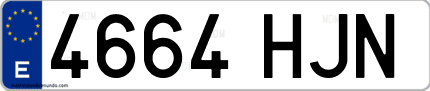 Ejemplo de matrícula de coche ordinaria 4664 HJN