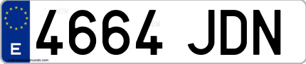 Ejemplo de matrícula de coche ordinaria 4664 JDN
