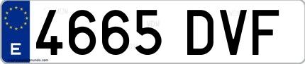 Ejemplo de matrícula española 4665 DVF