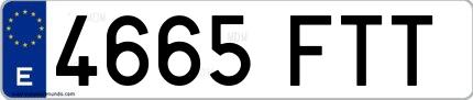 Ejemplo de matrícula española 4665 FTT