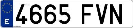 Ejemplo de matrícula española 4665 FVN