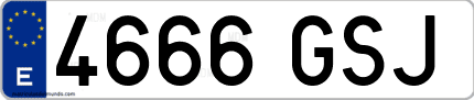 Ejemplo de matrícula de coche ordinaria 4666 GSJ