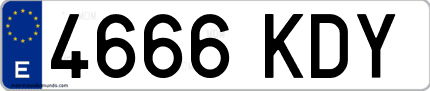 Ejemplo de matrícula de coche ordinaria 4666 KDY