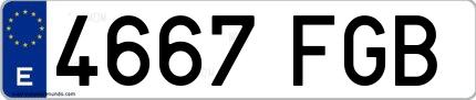 Ejemplo de matrícula española 4667 FGB