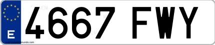 Ejemplo de matrícula española 4667 FWY
