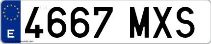 Ejemplo de matrícula española 4667 MXS