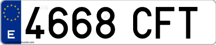 Ejemplo de matrícula de coche ordinaria 4668 CFT