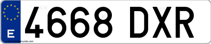 Ejemplo de matrícula de coche ordinaria 4668 DXR