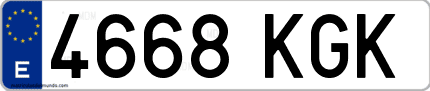 Ejemplo de matrícula de coche ordinaria 4668 KGK