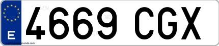 Ejemplo de matrícula española 4669 CGX