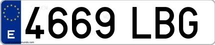 Ejemplo de matrícula española 4669 LBG