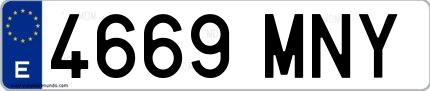 Ejemplo de matrícula española 4669 MNY