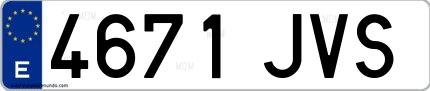 Ejemplo de matrícula española 4671 JVS