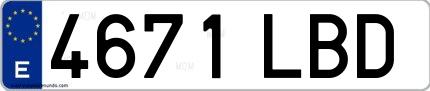 Ejemplo de matrícula española 4671 LBD