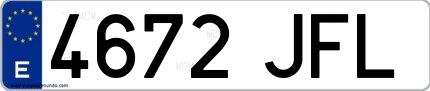 Ejemplo de matrícula española 4672 JFL