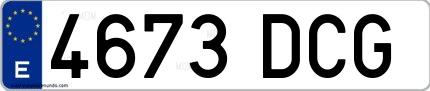 Ejemplo de matrícula española 4673 DCG
