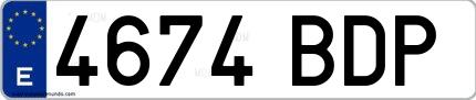 Ejemplo de matrícula española 4674 BDP