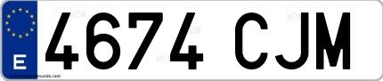 Ejemplo de matrícula española 4674 CJM