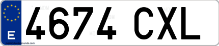 Ejemplo de matrícula de coche ordinaria 4674 CXL