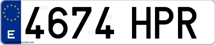 Ejemplo de matrícula de coche ordinaria 4674 HPR