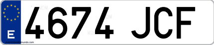 Ejemplo de matrícula de coche ordinaria 4674 JCF