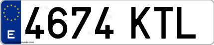 Ejemplo de matrícula de coche ordinaria 4674 KTL