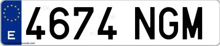 Ejemplo de matrícula española 4674 NGM