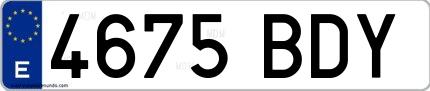 Ejemplo de matrícula española 4675 BDY