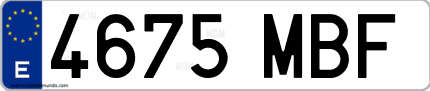 Ejemplo de matrícula de coche ordinaria 4675 MBF