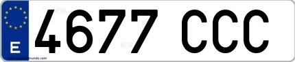 Ejemplo de matrícula española 4677 CCC