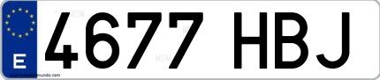 Ejemplo de matrícula de coche ordinaria 4677 HBJ