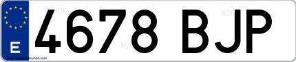 Ejemplo de matrícula española 4678 BJP