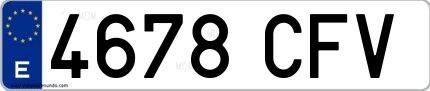 Ejemplo de matrícula española 4678 CFV