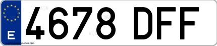 Ejemplo de matrícula española 4678 DFF
