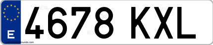 Ejemplo de matrícula de coche ordinaria 4678 KXL
