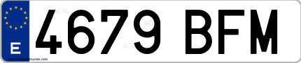 Ejemplo de matrícula de coche ordinaria 4679 BFM