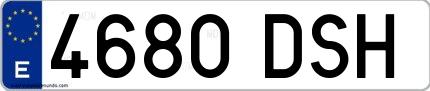 Ejemplo de matrícula española 4680 DSH