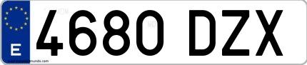Ejemplo de matrícula española 4680 DZX