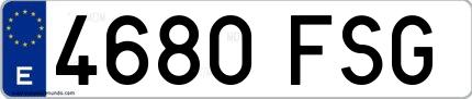 Ejemplo de matrícula española 4680 FSG