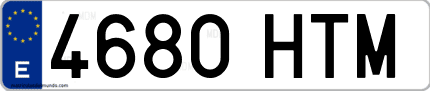 Ejemplo de matrícula de coche ordinaria 4680 HTM
