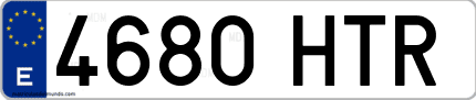 Ejemplo de matrícula de coche ordinaria 4680 HTR