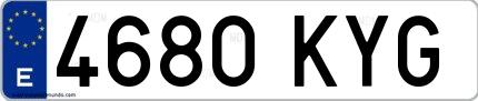 Ejemplo de matrícula española 4680 KYG