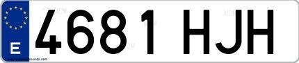 Ejemplo de matrícula española 4681 HJH